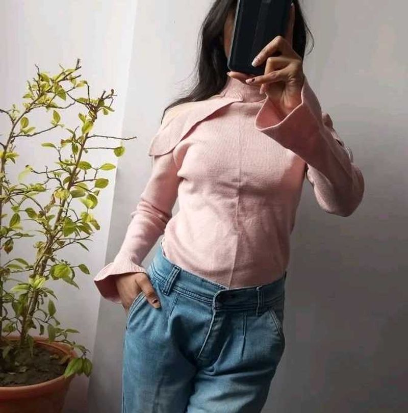 Pink High Neck Top