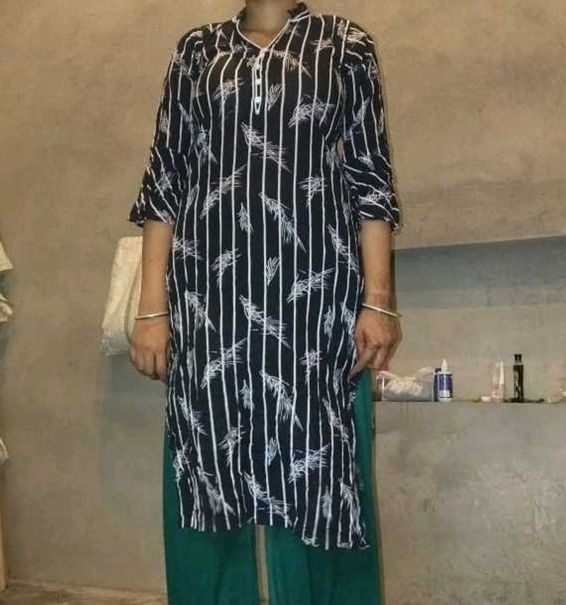 Black Cotton Print Kurti