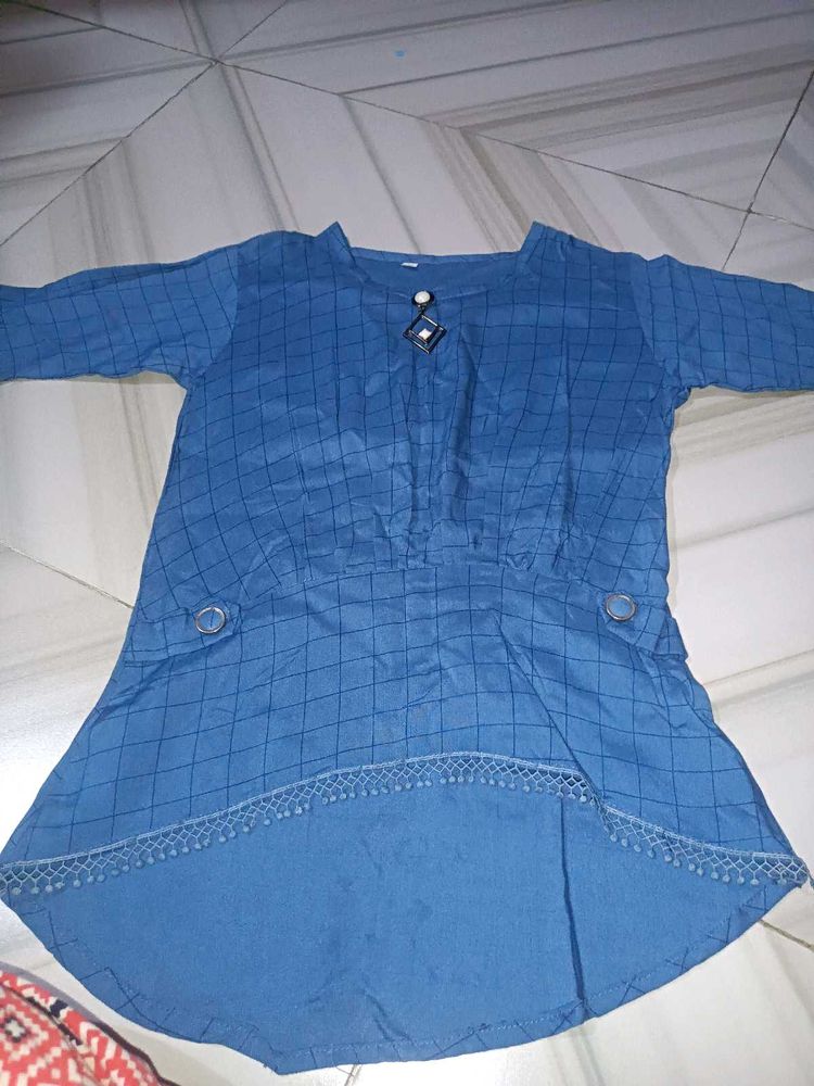 Indigo Grid Flare Top