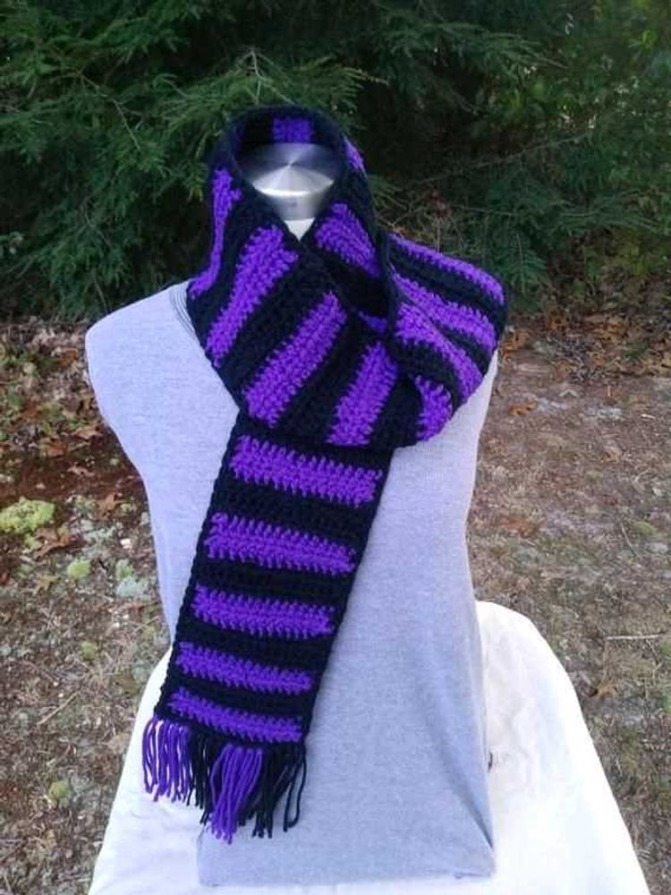 Striped Purple &amp; Black Scarf