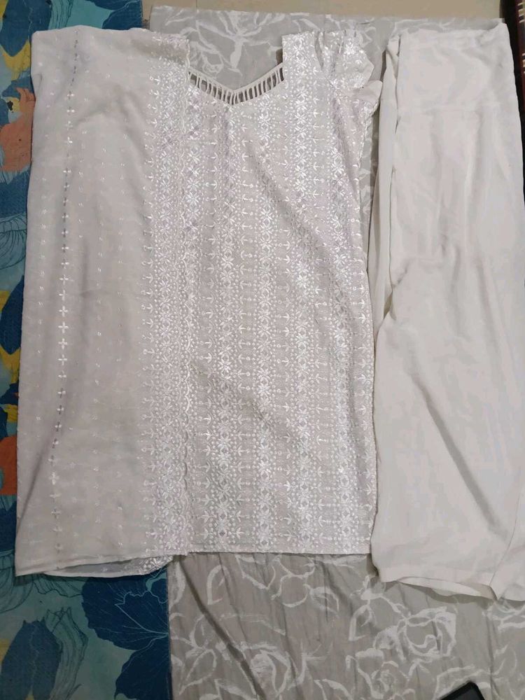 White Embroidered Kurta Set