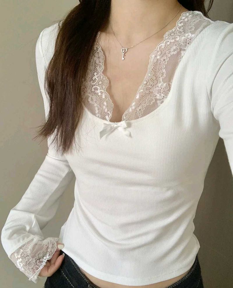 Coquette Lace-Bow Top