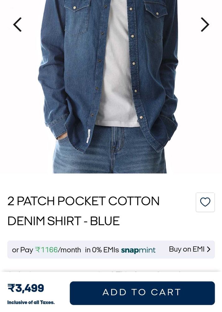 Mid Wash Men Denim Shirt