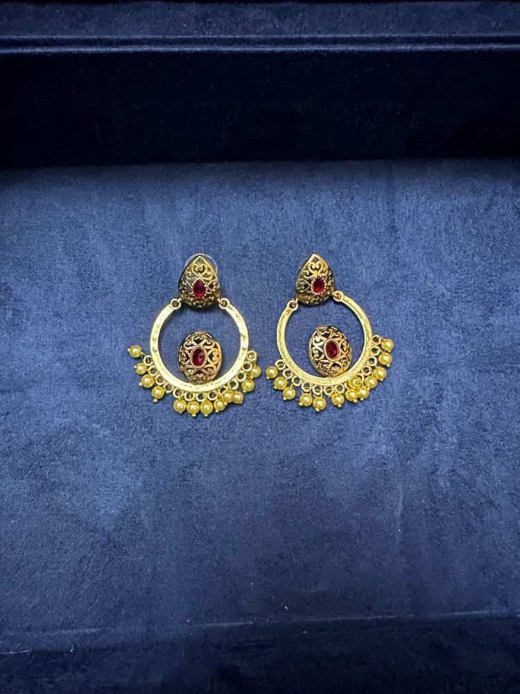 Gold &amp; Ruby Earrings