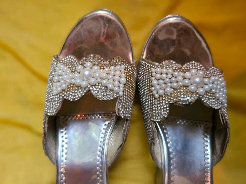 Embellished Silver Sandal