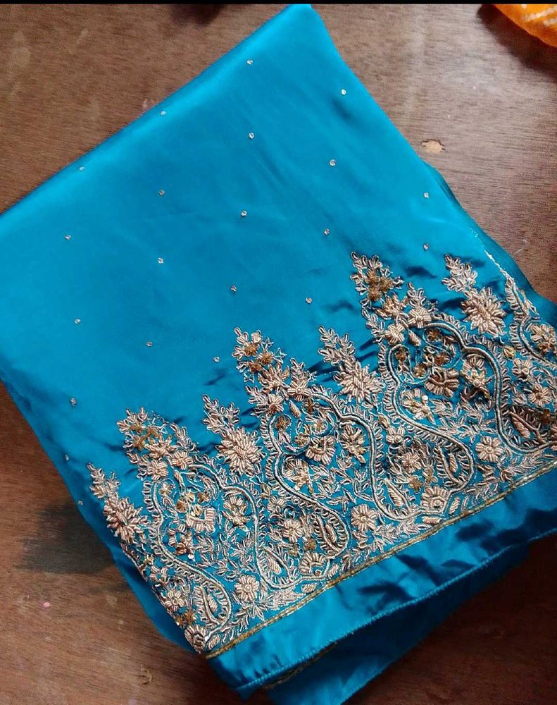 pure dabka zardozi work saree ...