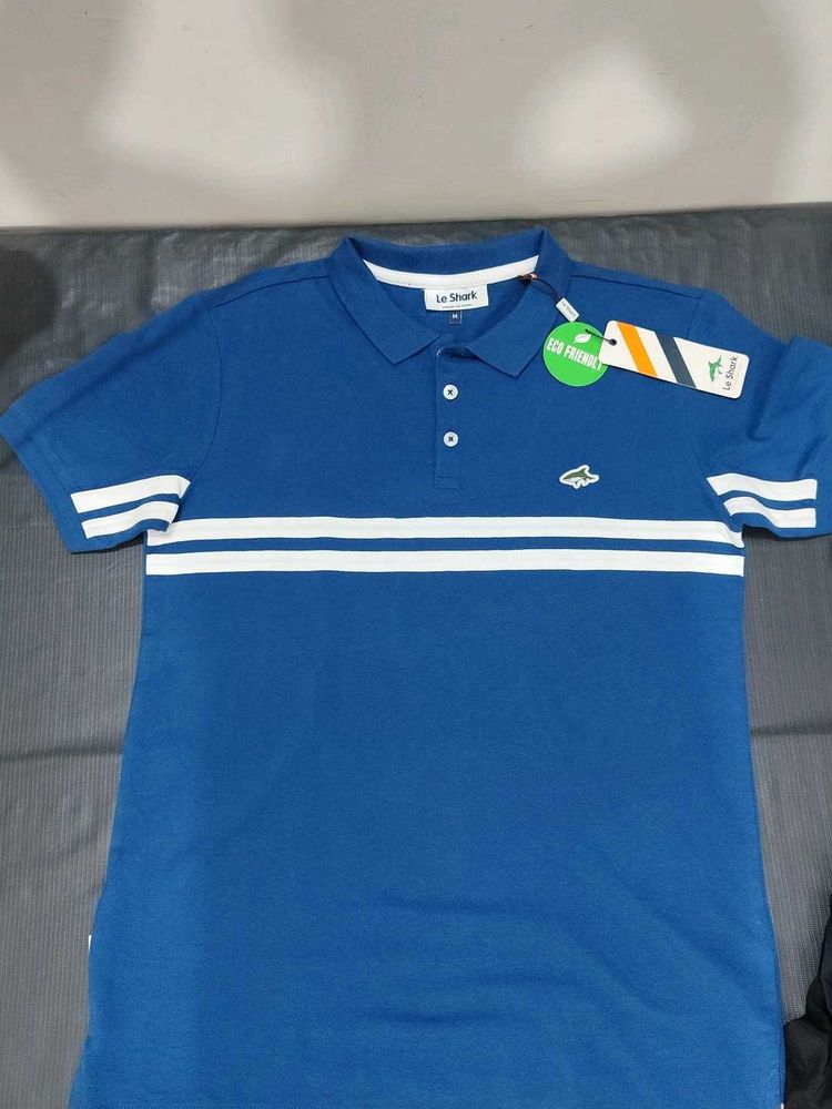 Le Shark Blue Striped Polo