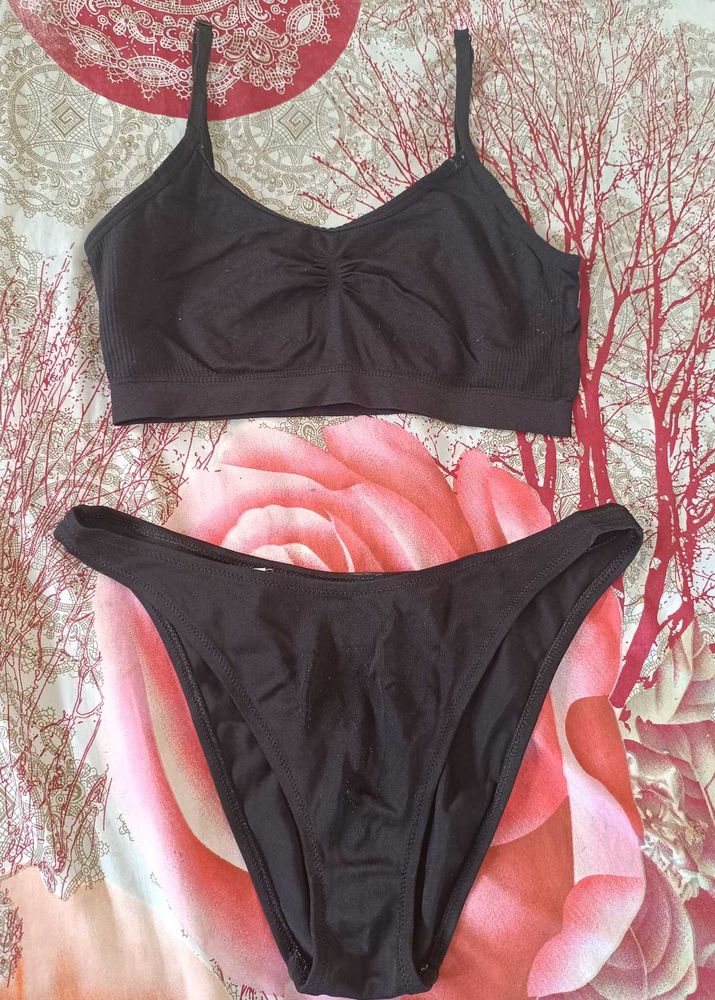 Elegant Black Sport Bra &amp; Panty Set👙