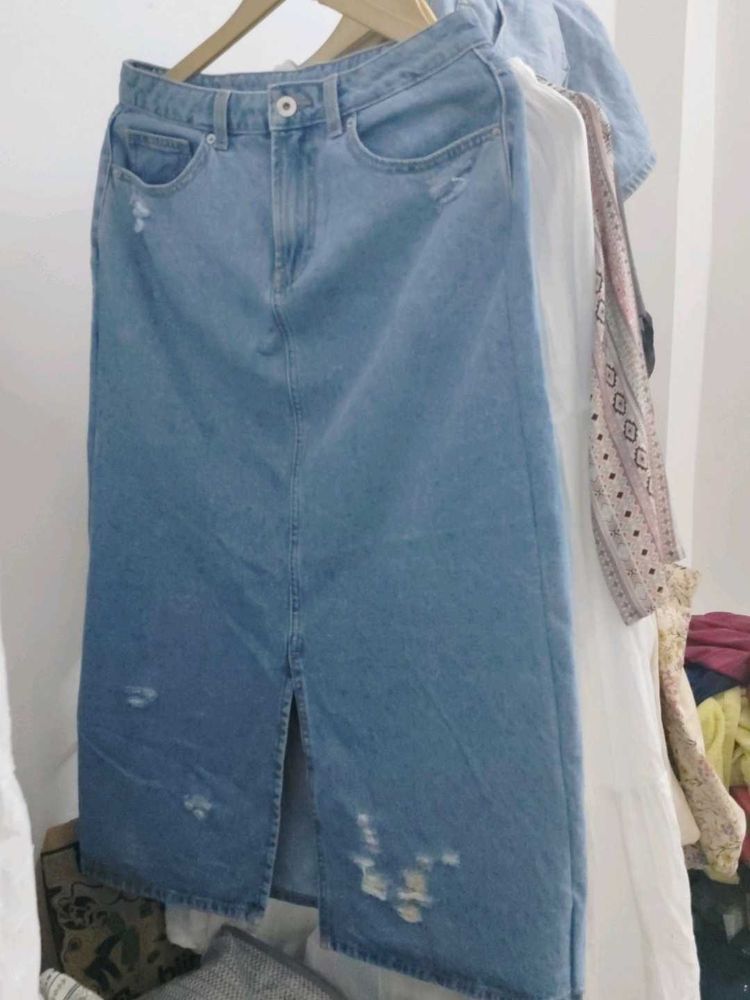 Korean Style Denim Long Skirt