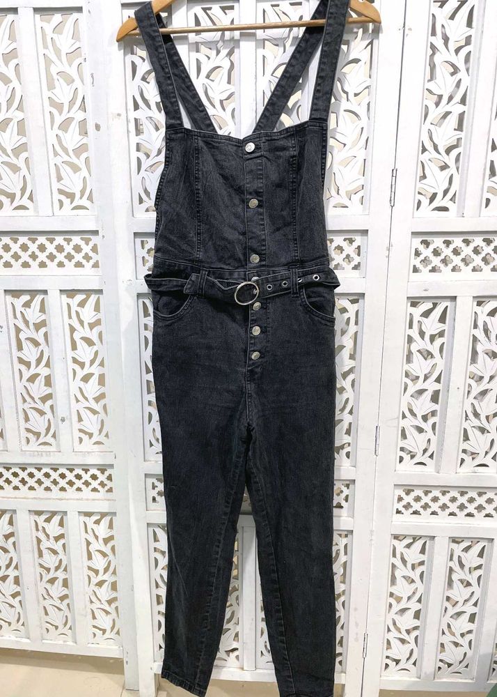 Black Washed Denim Overall C