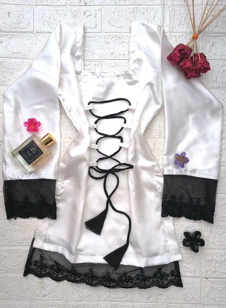 Corset Back Satin Kurti 🖤