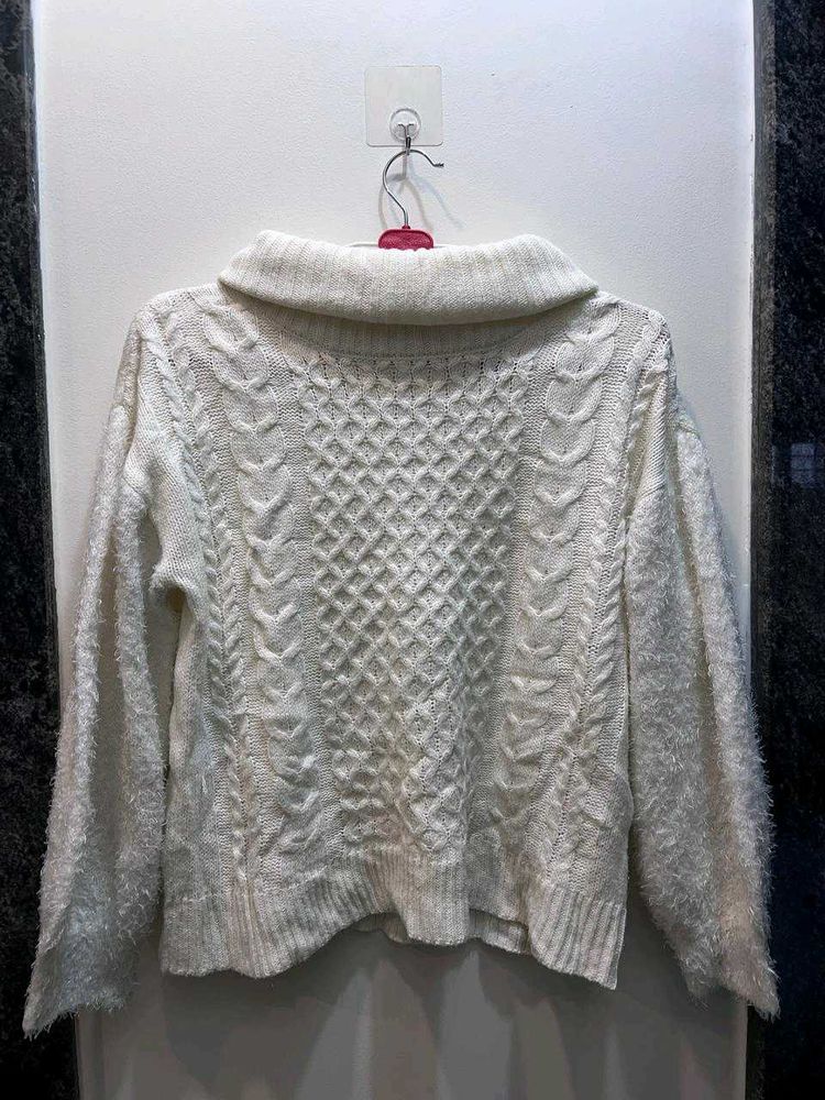 Cozy White Cable Knit Sweater