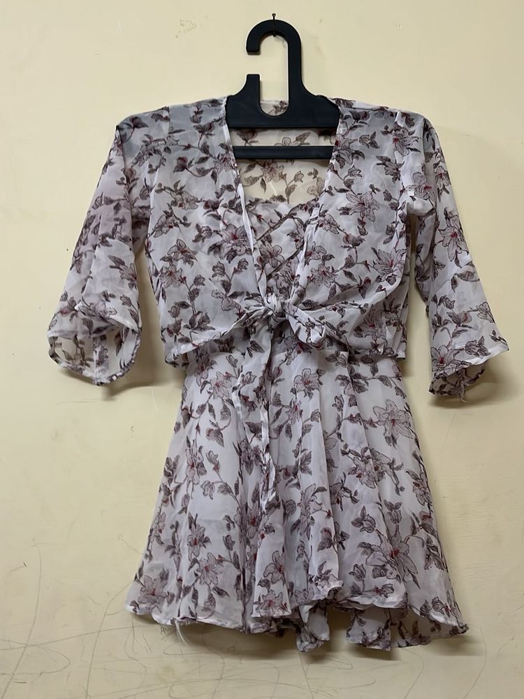 Floral Mini Dress with Shrug