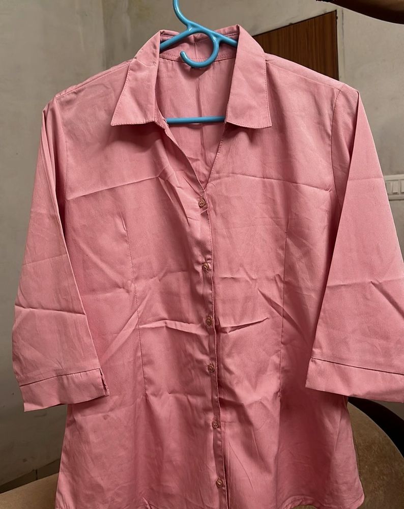 Pink Button-Down Top
