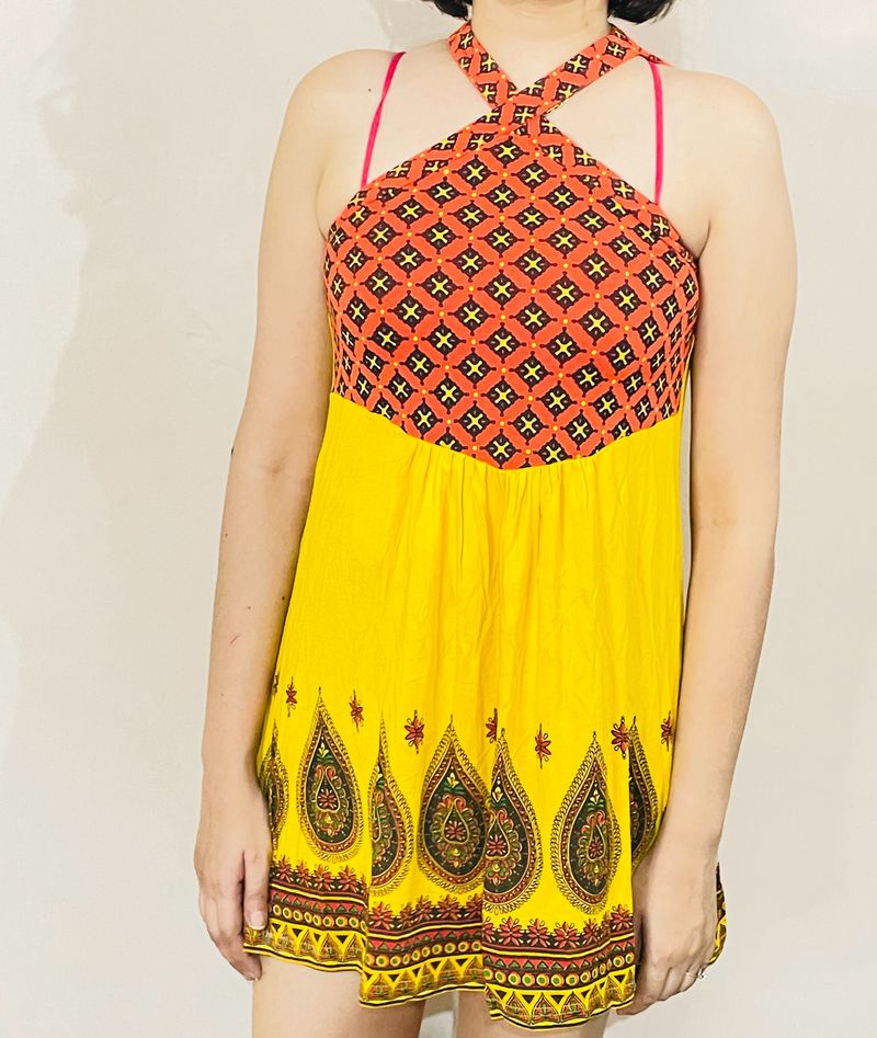 Halter Neck Backless Short Kurti/top