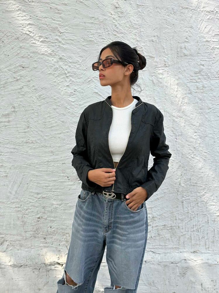 Stylish Black Bomber Jacket