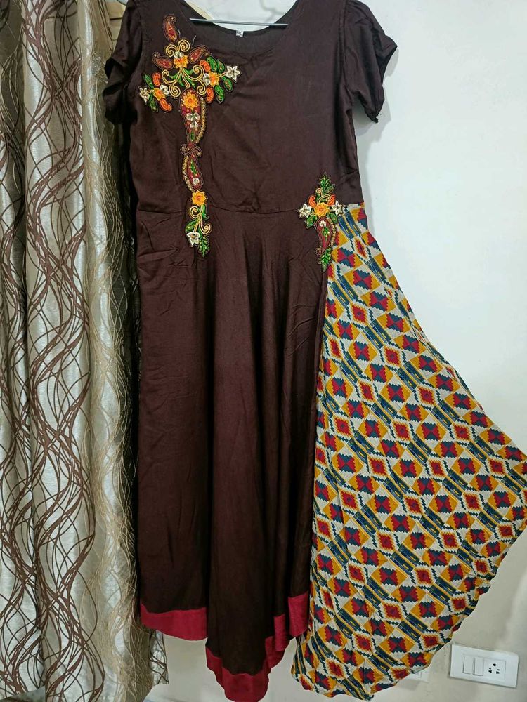 Elegant Brown Embroidered Kurta