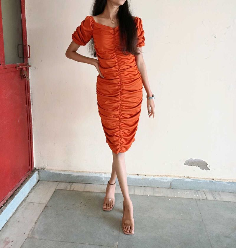 Moda Rapido Tan Brown Party Dress