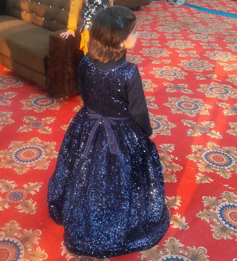 Pretty Blue Sequin Dress+ Peach+ SkyBlue