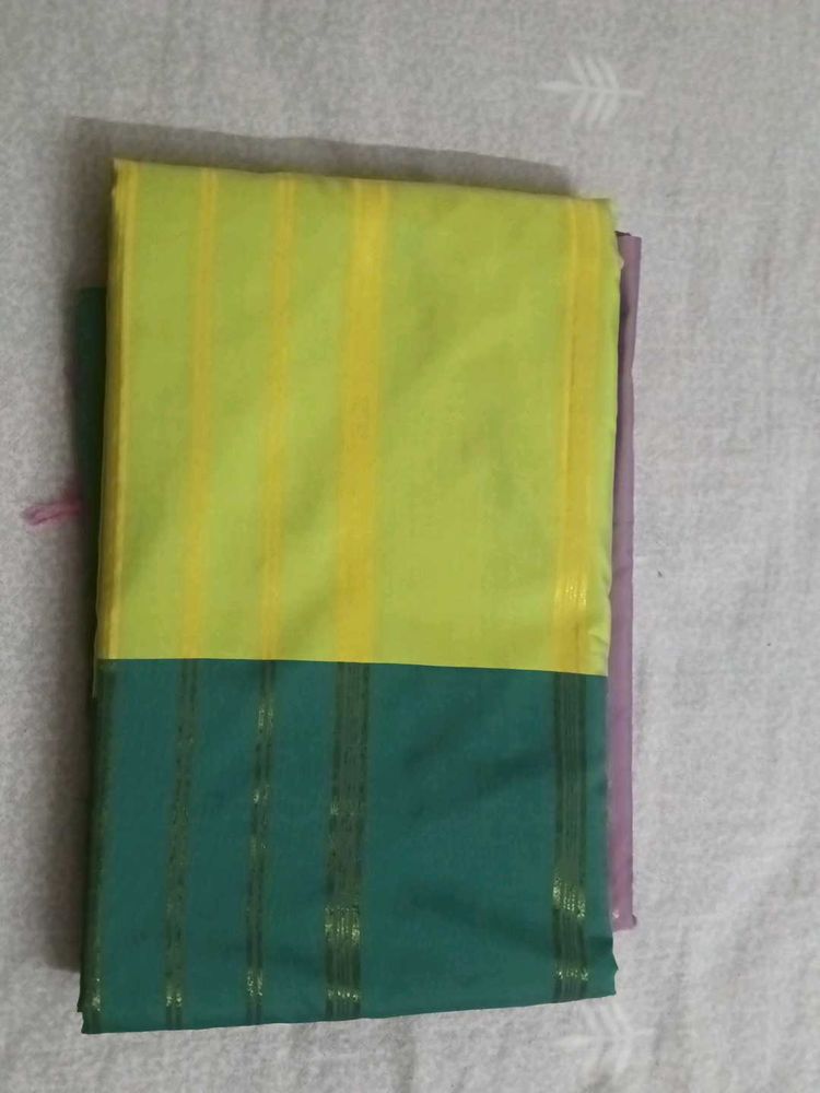 new saree Elegant Green &amp; Yellow Sare