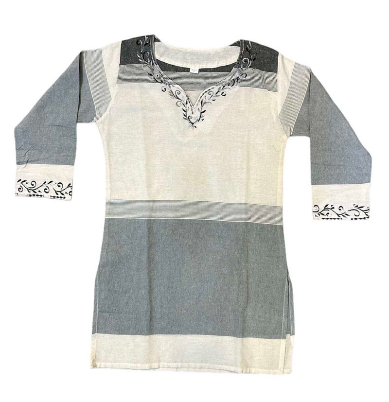 Striped Embroidered Kurta