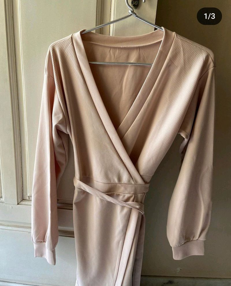 Urbanic New Beige Tie Up Dress