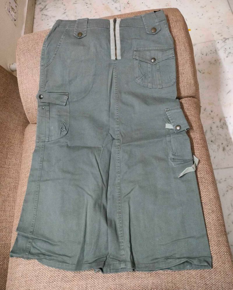 Olive Green Cargo Skirt