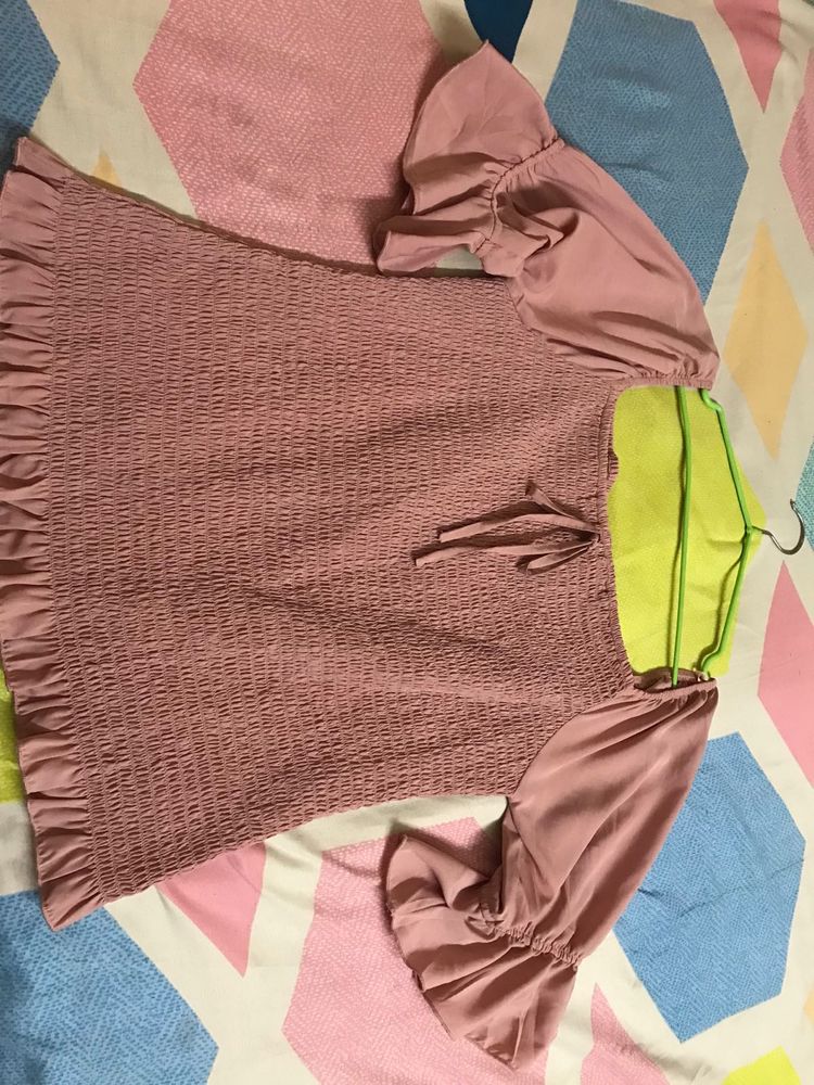 Cute Pink Ruffle Sleeve Top