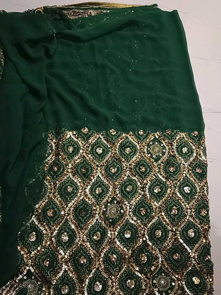 Emerald Green Embellished Saree
