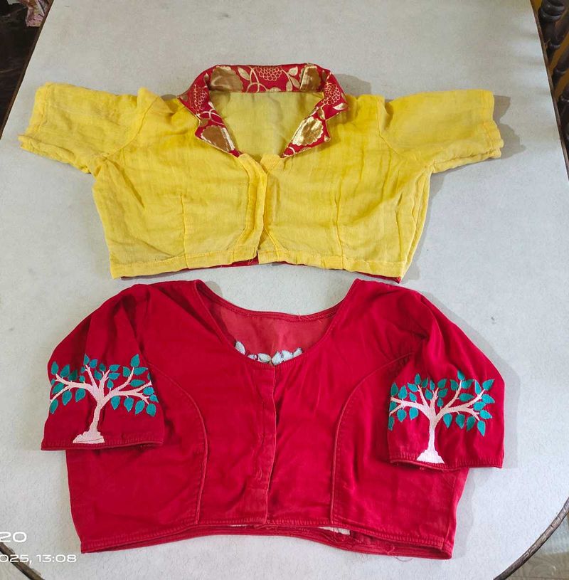 [Combo]Vintage Embroidered Blouses - Set of 2