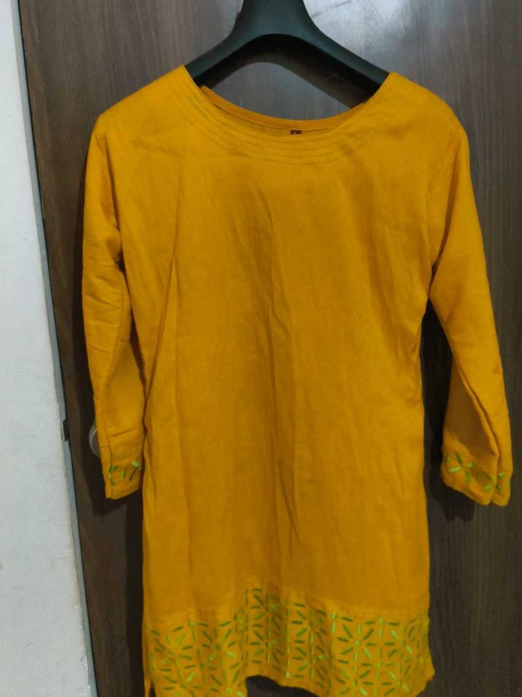 Yellow Short Kurti