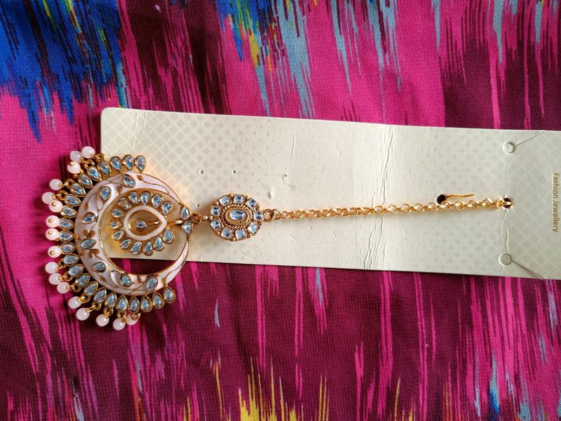 Combo of Maangtika beads pink, ad mangtika