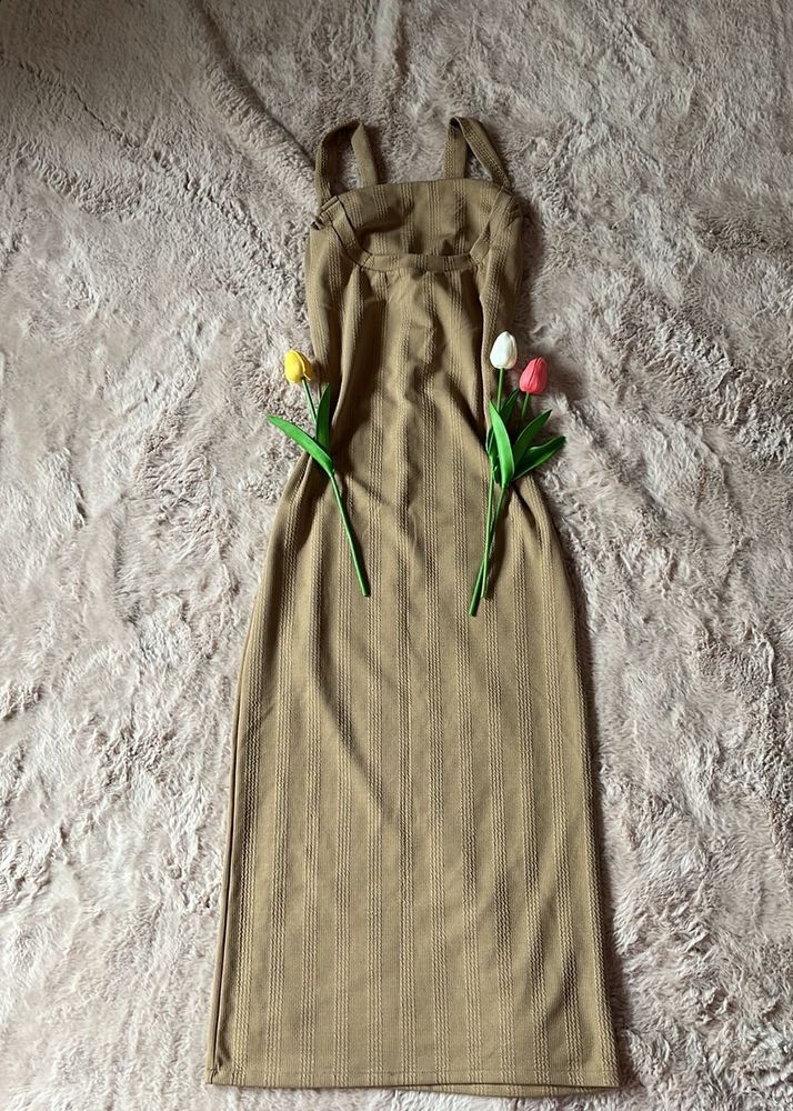 Elegant Khaki Maxi Dress