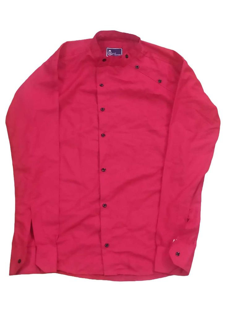 Red Long Sleeve Button-Down Shirt