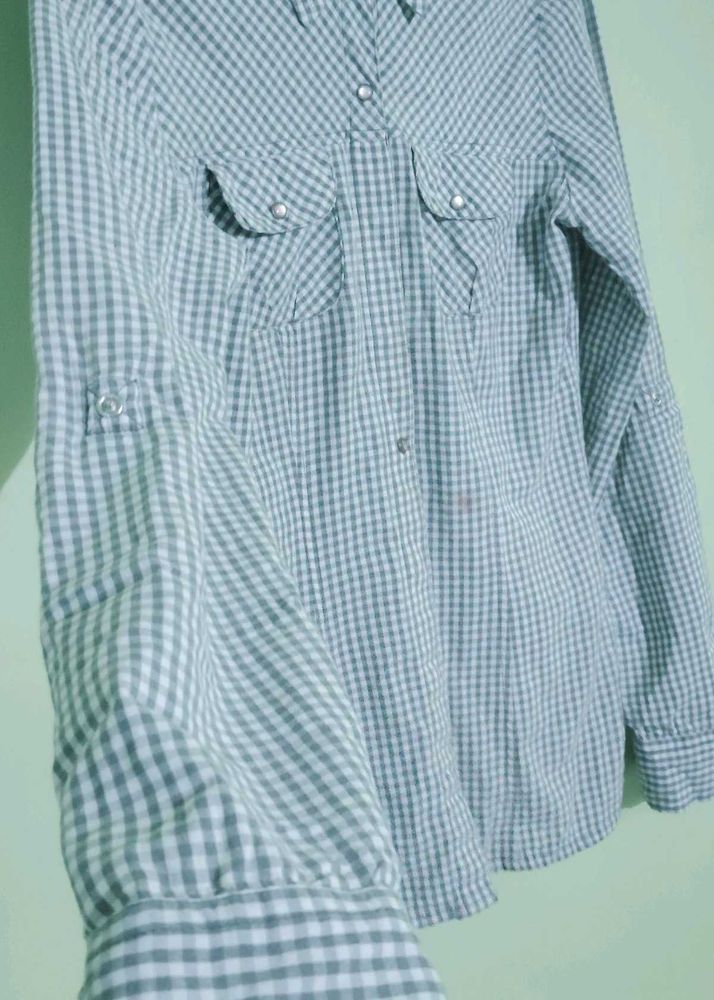Gingham Western Style Button Down Shirt