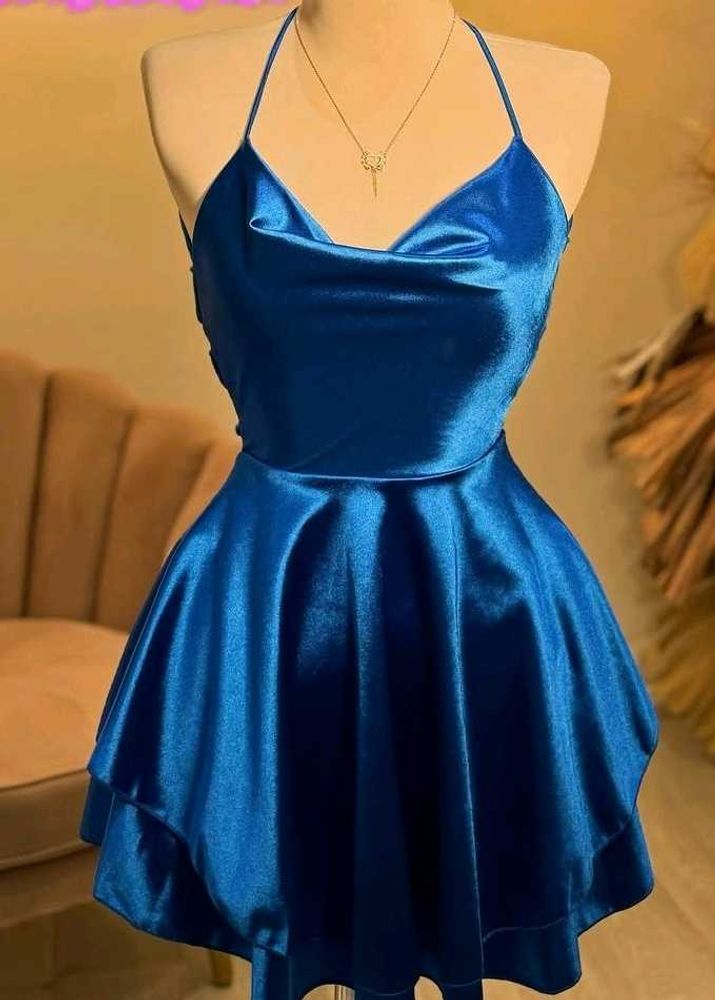 Blue Satin Dress