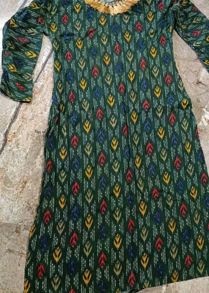 Green Printed Kurta