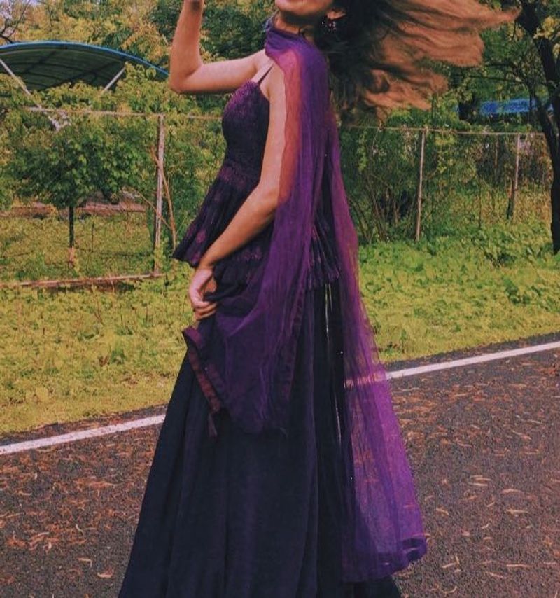 Elegant Purple Plazzo Peplum Top Indian Dress