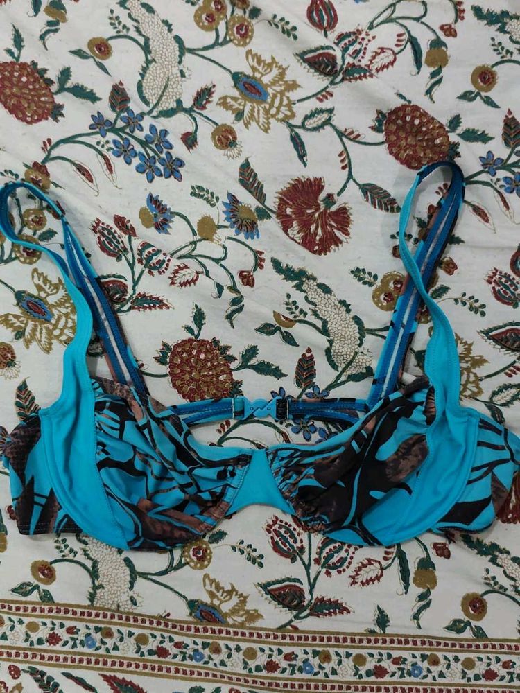 Blue Floral Bikini Top