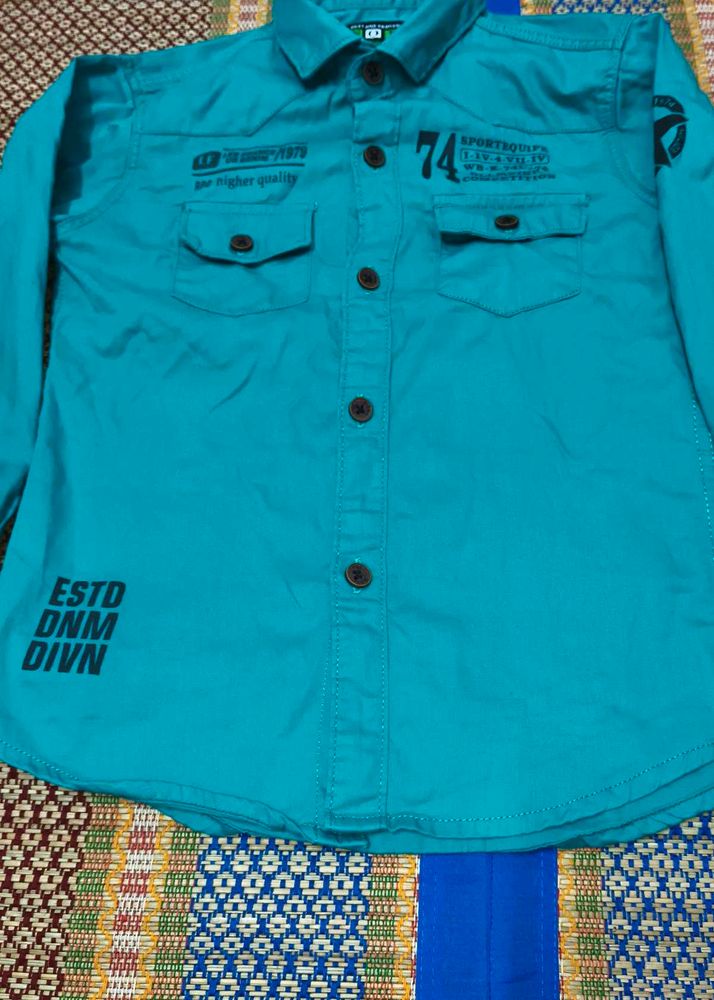 Teal Graphic Long Sleeve Shirt