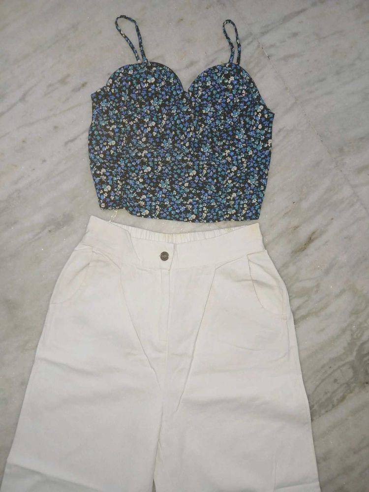 Floral Cami and White Shorts Set