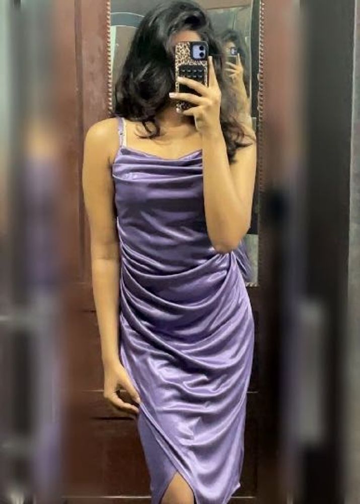 Silky Lavender Bodycon Slip Dress