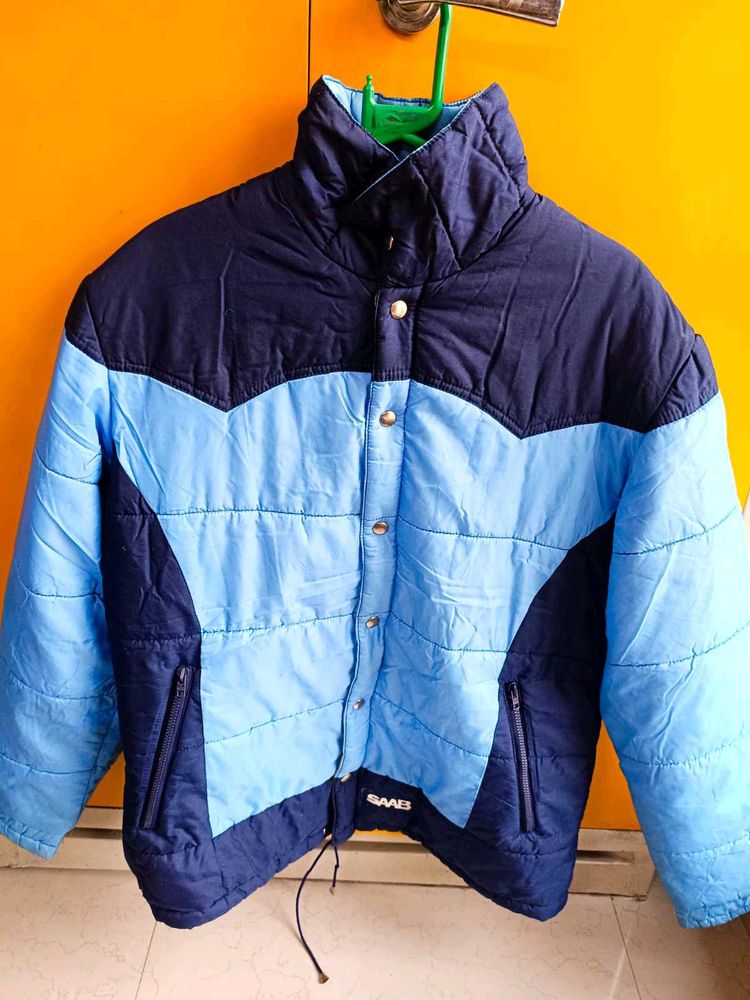 Elegant Blue &amp; Navy Color blocked parka Jacket 🧥