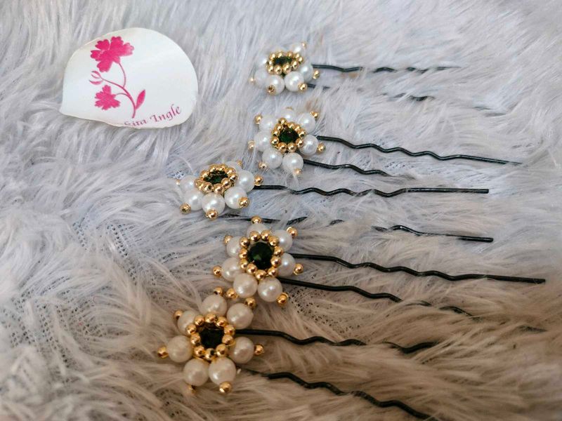 Pearl Flower Hair Pins