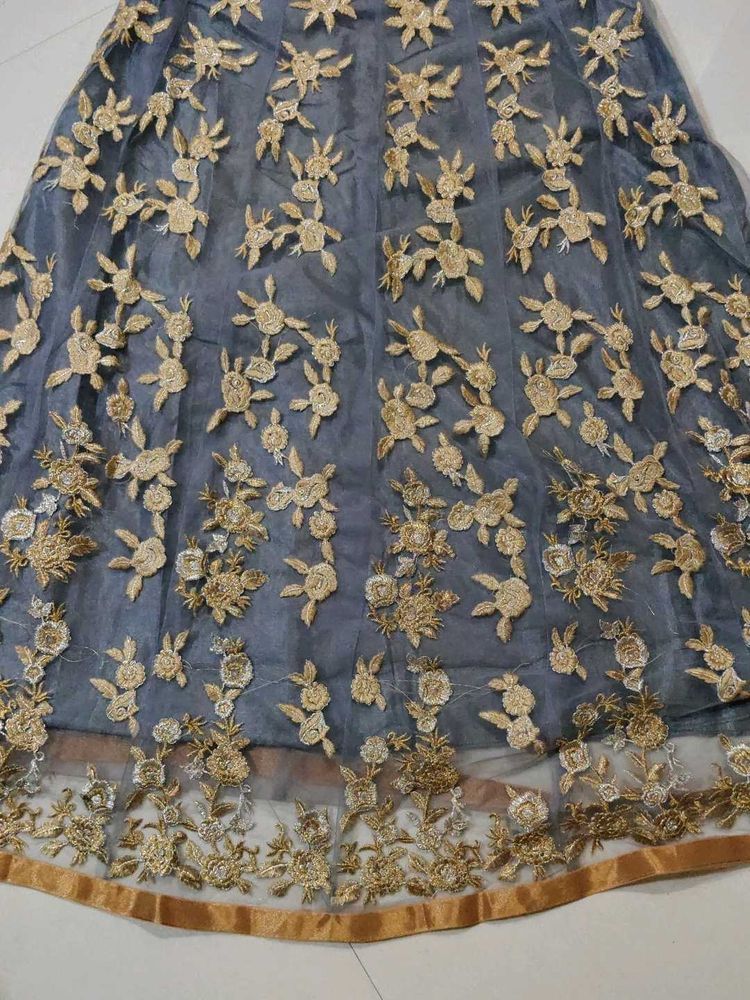 Elegant Embroidered Grey Anarkali