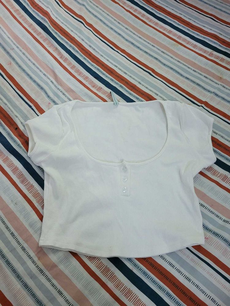 New Me White Crop Top