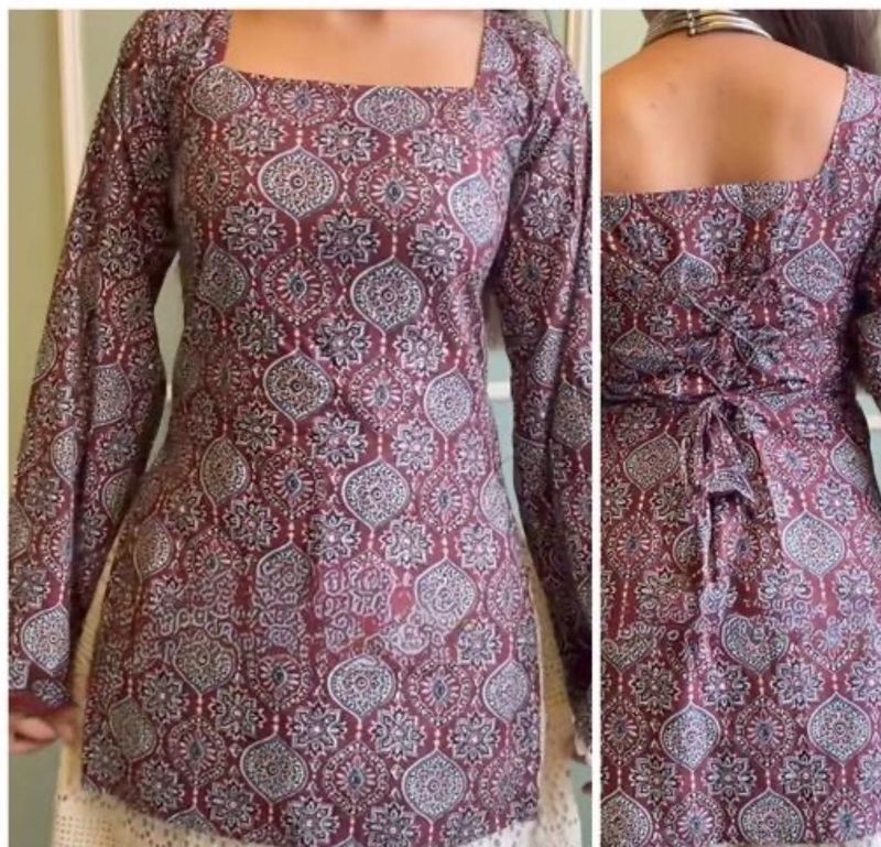 Printed Square Neck Tunic