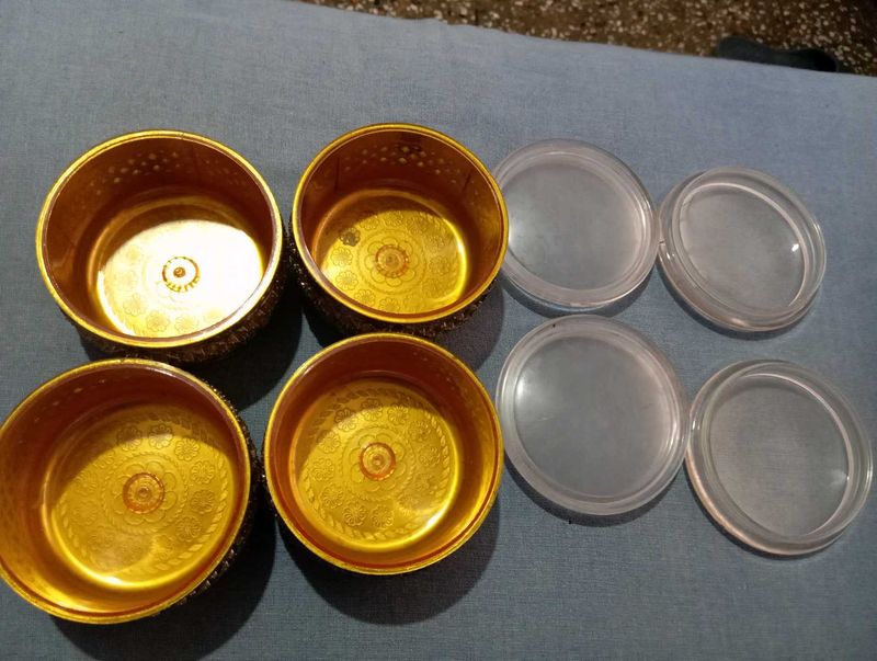 Silver Plated Bowls with Lids (Set of 4)