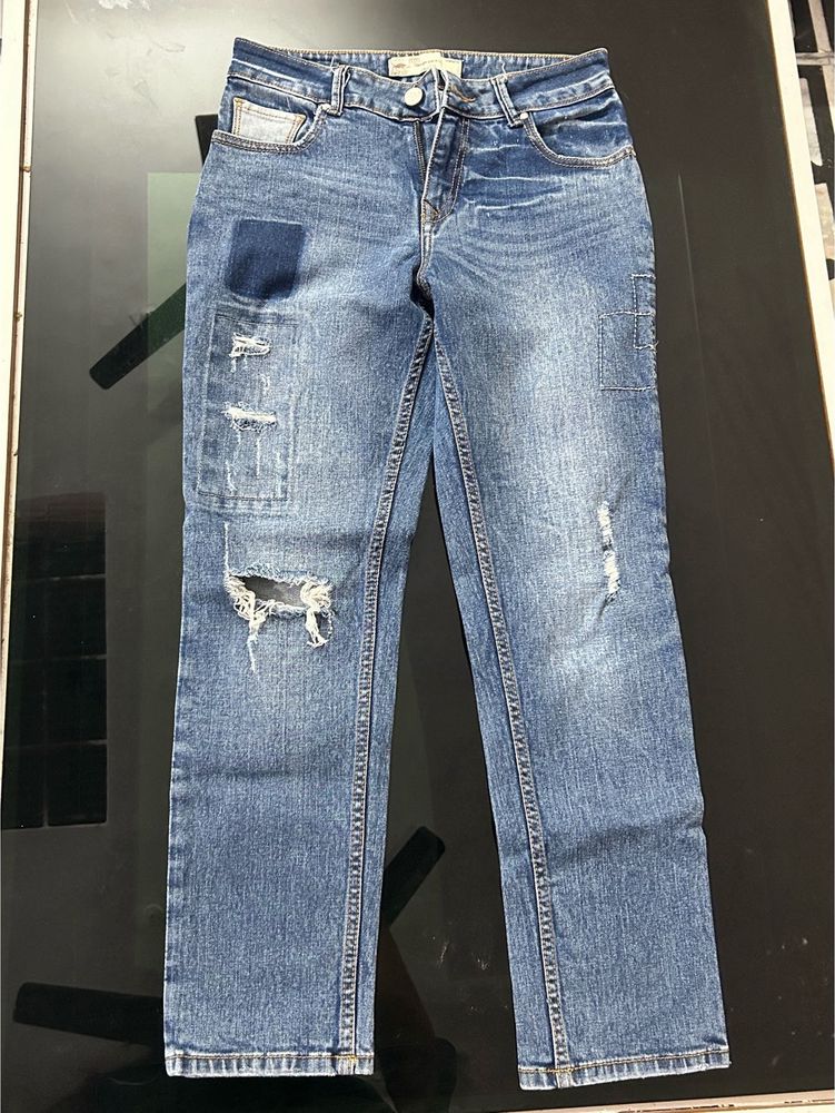 Distressed Patch Jeans
