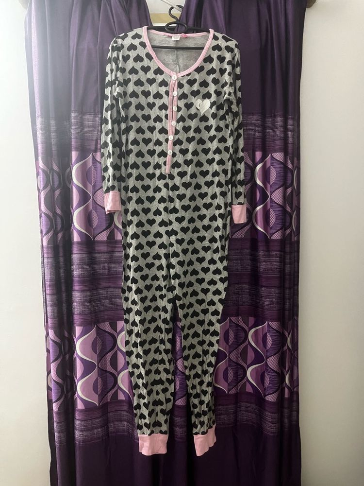 Heart Print Pajama Onesie